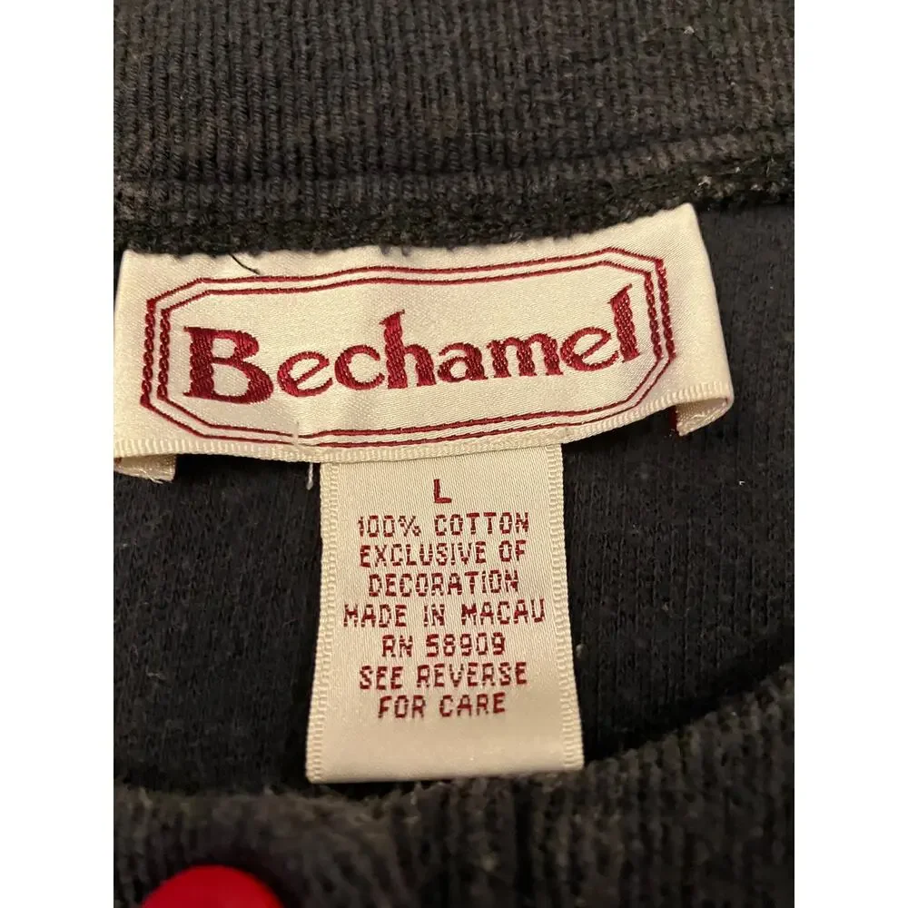 Bechamel Womens Cardigan Size L Black Button Embellished Short Sleeve Cotton - Picture 8 of 8